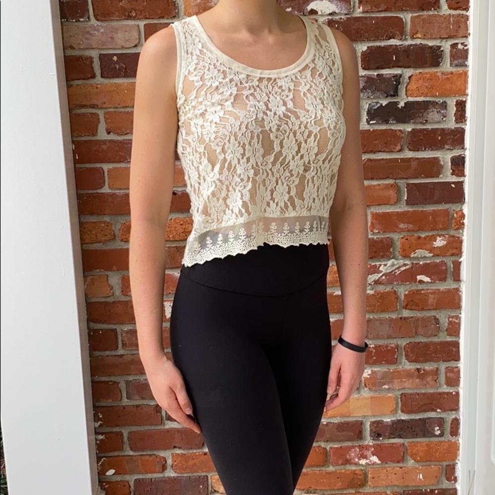 Lace appliqué top